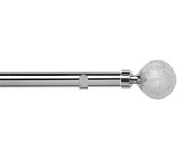 New Edge Blinds 28mm Fixed Length Metal Eyelet Curtain Pole Set - Crash Finial in Metallic Silver | Size: 50 cm New Edge Blinds Metallic Silver 50 cm