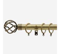 New Edge Blinds Antqiue Brass 28mm Cage Fixed Length Metal Curtain Pole in Bronze | Size: 440 cm New Edge Blinds Bronze 440 cm