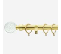 Brushed Gold 28mm Glass Bubbles Fixed Length Metal Curtain Pole 450Cm