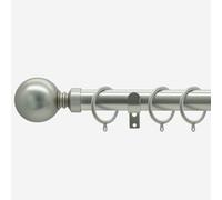 New Edge Blinds Brushed Steel 28mm Ball Fixed Length Metal Curtain Pole in Silver | Size: 210 cm New Edge Blinds Silver 210 cm