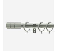 New Edge Blinds Brushed Steel 28mm Barrel Fixed Length Metal Curtain Pole in Silver | Size: 180 cm New Edge Blinds Silver 180 cm