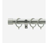 Brushed Steel 28mm End Cap Fixed Length Metal Curtain Pole