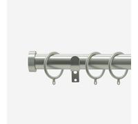 Brushed Steel 28mm Stud Fixed Length Metal Curtain Pole