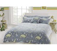 New Edge Blinds Dinosaur Glow in the Dark Teddy Duvet Set - Double in Grey | Size: Single New Edge Blinds Grey Single