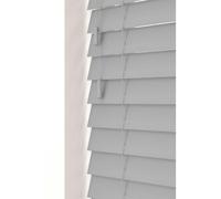 New Edge Blinds Dove Grey 50mm Fine Grain Slatted Faux Wood Venetian Blinds with Strings 120cm Drop in Light Grey | Size: 110 cm width x 130 cm drop New Edge Blinds Light Grey 110 cm width x 130 cm dr