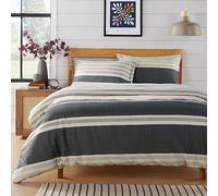 New Edge Blinds Miami Stripes Printed Duvet Set in Natural - Single in Beige | Size: King New Edge Blinds Beige King