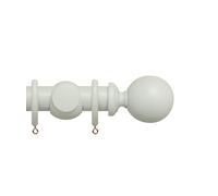 New Edge Blinds Premium 50mm Wooden Curtain Pole Set - Chalk White | Size: 100 cm New Edge Blinds White 100 cm