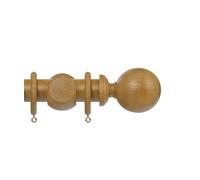New Edge Blinds Premium 50mm Wooden Curtain Pole Set - Light Oak in Light Brown | Size: 100 cm New Edge Blinds Light Brown 100 cm