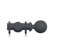 New Edge Blinds Premium 50mm Wooden Curtain Pole Set - Slate Grey in Dark Grey | Size: 100 cm New Edge Blinds Dark Grey 100 cm