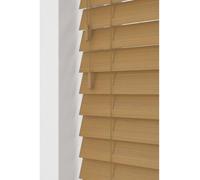 New Edge Blinds Sahara Oak 50mm Fine Grain Slatted Faux Wood Venetian Blinds with Strings 120cm Drop in Camel | Size: 250 cm width x 130 cm drop New Edge Blinds Camel 250 cm width x 130 cm drop