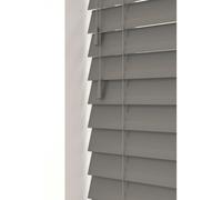 New Edge Blinds Smooth Grey 50mm Fine Grain Slatted Faux Wood Venetian Blinds with Strings 120cm Drop in Dark Grey | Size: 100 cm width x 130 cm drop New Edge Blinds Dark Grey 100 cm width x 130 cm dr