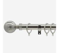New Edge Blinds Stainless Steel 28mm Ball Fixed Length Metal Curtain Pole in Light Grey | Size: 280 cm New Edge Blinds Light Grey 280 cm