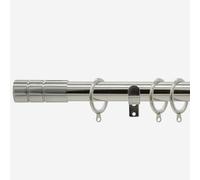 New Edge Blinds Stainless Steel 28mm Barrel Fixed Length Metal Curtain Pole in Light Grey | Size: 390 cm New Edge Blinds Light Grey 390 cm