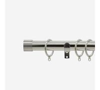 New Edge Blinds Stainless Steel 28mm End Cap Fixed Length Metal Curtain Pole in Light Grey | Size: 130 cm New Edge Blinds Light Grey 130 cm