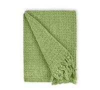 New Edge Blinds Waffle Collection Recycled Cotton Throw in Green | Size: 127 cm x 152 cm New Edge Blinds Green 127 cm x 152 cm