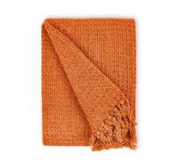 New Edge Blinds Waffle Collection Recycled Cotton Throw in Orange | Size: 228 cm x 254 cm New Edge Blinds Orange 228 cm x 254 cm