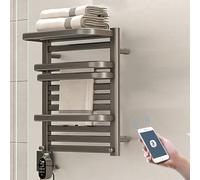 New Electric Heated Towel Rail Radiator55x45cm APP Intelligent Control Towel Warmer Rail LED Touch Control Wall Mounted Towel Rack12H Timer 20KG Load-BearingThermostat for Home Bathroom white