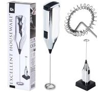 NEW Electric Milk Frother 20cm With Stand Battery Operated Silver