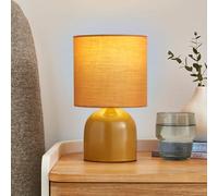 New Elegant & Contemporary Design Table Lamp Smooth Ceramic Base with Traditional Fabric Light Shade Bedside Light Any Room Office Home Decor (Honey) - M11