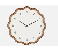 New Elegant Dark Wood Clock With Scalloped Edge, A Clear Numerals and Smooth, Silent Movement Ensure Easy Time Reading Without Distracting Noise, Perfect For Home Decor - 30X28cm -E01