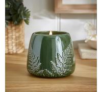 New Elegant Green Scented Candle Olive Leaf & Fern Displayed in Decorative Vessel Long Burning Time 32 Hours Olive Leaf & Fern Fragrance Indoor Home Decor