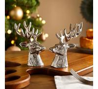 New Elegant Silver Majestic Stag Design Aluminium Salt and Pepper Shakers Perfect for Table Centrepiece, Dining Table Or Any Kitchen Countertop Decor - M20