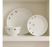 New Elegant White Porcelain 12-Piece Honeycomb Bee Dinner Set,4 Includes Dinner Plates, Side Plates & Bowls,Adds a Touch of Nature to Your Table and Kitchen Decor -D21