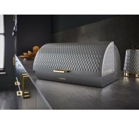 NEW Empire Bread Bin Grey & Brass Kitchen Storage Roll Top Bread Bin