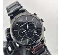 NEW EMPORIO ARMANI AR11349 MENS WATCH BLACK DIAL & STEEL BLACK BRACELET