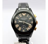 NEW EMPORIO ARMANI AR1411 CERAMIC ROSE GOLD & BLACK TONE LADIES WATCH