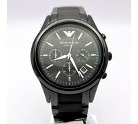 NEW EMPORIO ARMANI AR1452 CERAMIC BLACK DIAL & STRAP MENS WATCH GIFT