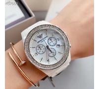 Women's Emporio Armani AR1456 Ceramica Crystal White Ladies Watch - Silver