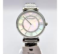 NEW EMPORIO ARMANI AR1908 LADIES WATCH SILVER AND WHITE DIAL CRYSTAL