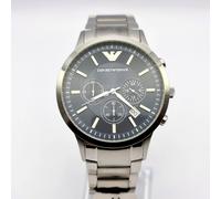 Luxury Emporio Armani AR2448 Mens Watch Chronograph STEEL SILVER BLUE DIAL