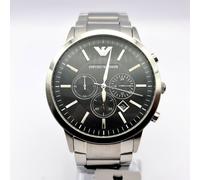 NEW EMPORIO ARMANI AR2460 BLACK DIAL STAINLESS STEEL MENS WATCH