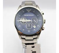 NEW GENUINE EMPORIO ARMANI AR5860 STAINLESS STEEL AND BLUE DIAL MEN'S WATCH