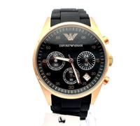 NEW EMPORIO ARMANI AR5906 SILICONE BLACK ROSE GOLD WOMENS WATCH