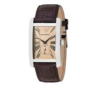 NEW EMPORIO ARMANI CLASSIC MEN'S WATCH AR0154 BEIGE DIAL & BROWN LEATHER STRAP