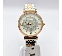 NEW EMPORIO ARMANI GIANNI T-BAR AR1926 GOLD SILVER TONE WOMEN'S WATCH