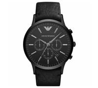 NEW EMPORIO ARMANI MENS AR2461 BLACK LEATHER MENS CHRONOGRAPH WATCH