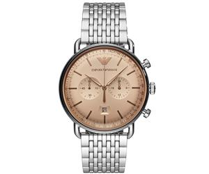 NEW EMPORIO ARMANI MENS AVIATOR STEEL CHRONOGRAPH WATCH - AR11239 - RRP £299