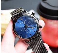 NEW EMPORIO ARMANI MENS WATCH AR1979 BLUE DIAL & STAINLESS STEEL GREY MESH BAND