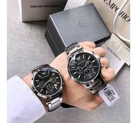 NEW EMPORIO ARMANI MENS WATCH AR2460 STAINLESS STEEL STRAP & BLACK DIAL GENUINE