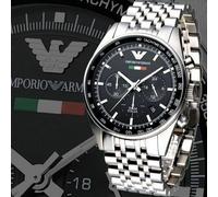 NEW EMPORIO ARMANI MENS WATCH AR5983 STAINLESS STEEL STRAP & BLACK DIAL GENUINE