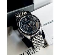 NEW EMPORIO ARMANI MENS WATCH AR5988 BLACK DIAL & STAINLESS STEEL STRAP GENUINE
