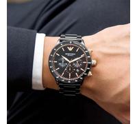 NEW EMPORIO ARMANI MENS WATCH CERAMIC BLACK DIAL & BLACK STRAP AR70002 AUTHENTIC