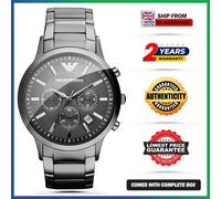 NEW EMPORIO ARMANI RENATO AR2454 GREY STAINLESS STEEL CHRONOGRAPH MENS WATCH