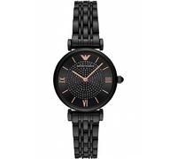 NEW EMPORIO ARMANI WOMENS AR11245 WATCH STEEL BLACK STRAP & BLACK DIAL GENUINE