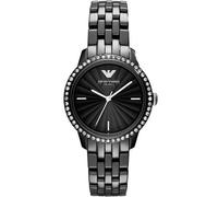 NEW EMPORIO ARMANI WOMENS BLACK CRYSTAL CERAMIC WATCH - AR1478 - RRP £399