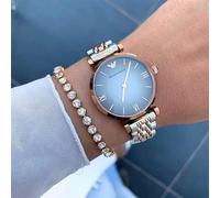 NEW EMPORIO ARMANI WOMENS WATCH AR1725 GREY DIAL & STEEL TWO TONE STRAP GENUINE